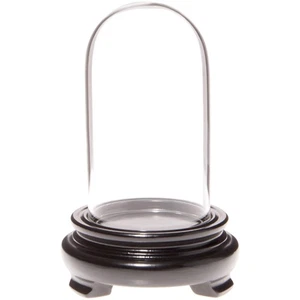 Plymor 1.85" x 3.5" Glass Display Dome Cloche (Black Wood Veneer Footed Base) - Picture 1 of 1