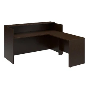 Arrive 72W x 72D L Reception Desk with Shelf in Mocha Cherry - Engineered Wood - Picture 1 of 9
