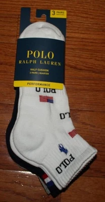 POLO RALPH LAUREN Para hombres 3 Pares RENDIMIENTO Calcetines PONY Bandera Americana *C8 Foto 1 de 4