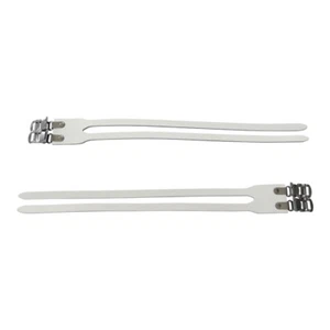 PRO+ Leather Double Toe Straps Bike M.T.B. Road, Fixie Bicycle Pedal Strap WHITE - Picture 1 of 2