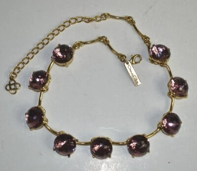 New Oscar de la Renta Gold Tone Necklace Purple Lilac Amethyst Color Jeweled - Image 1 of 4