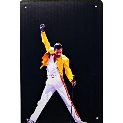 Letrero de metal vintage Freddie Mercury Queen años 70 Rock & Roll Wembley 1986 concierto Foto 1 de 2