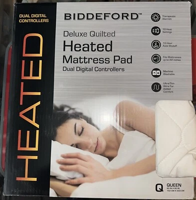 Biddeford Deluxe Queen Quilted Heated Electric Mattress Pad Dual Controllers - Image 1 of 4
