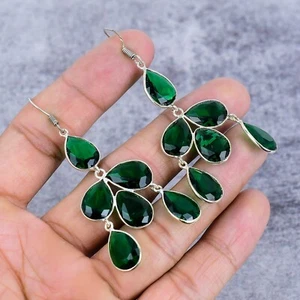 Gift For Chrome Diopside Gemstone 925 Sterling Silver Jewelry Dangle Earring - Picture 1 of 4