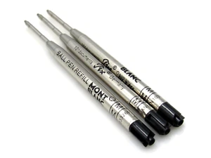MONT BLANC BALL POINT PEN REFILL - BLACK - MEDIUM - GERMANY - SET OF 3 - Picture 1 of 5