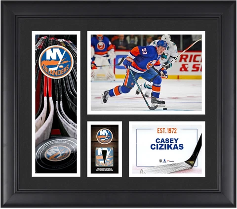 Casey Cizikas NY Islanders Framed 15x17 Collage w/a Piece of GU Puck Cover