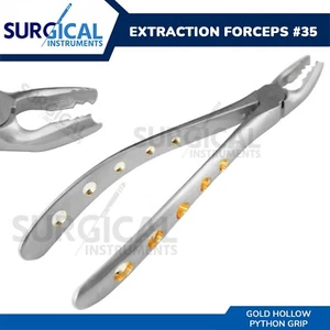 Heavy Duty Stainless Extraction Forceps #35 - Gold Hollow Python Grip German Gr - Picture 1 of 3