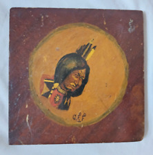 CHARMING ANTIQUE WOODEN TRIBAL PLAQUE native american