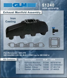 Colector de escape marino GLM 454 Chevy Mercruiser - Imagen 1 de 1