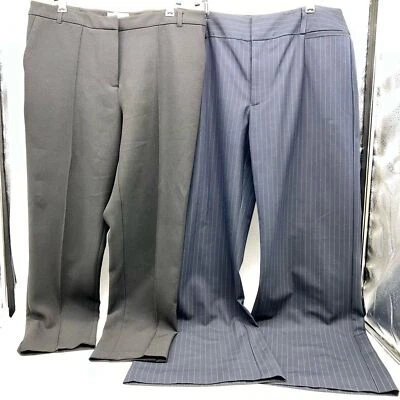 2 pares de calças sociais Nanette Lepore preto sólido e marinho com listras brancas - Tamanho 8 - Imagem 1 de 4