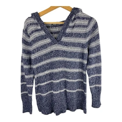 Suéter suéter con capucha a rayas azul gris talla mediana Eddie Bauer para mujer  Foto 1 de 4
