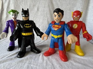 Lot of 4 Fischer Price Imagineer XL DC Super Friends Superman Batman Flash Joker - Picture 1 of 9