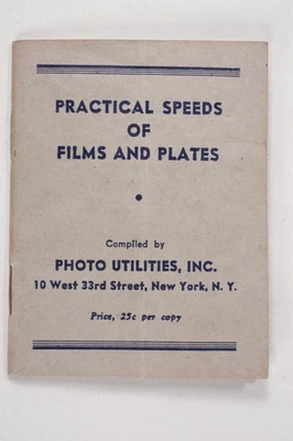 Catálogo de velocidades de película, fotografía vintage de 1937, Photo Utilities Corp. Nueva York, en muy buena condición Foto 1 de 3