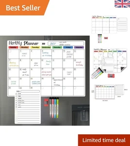 Magnetic Dry Erase Whiteboard for Refrigerator - Monthly & Daily Planner - Picture 1 of 7
