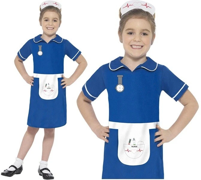 Nurse Costume - Girls Fancy Dress Uniform Childs Medical Kids Book Outfit Week
