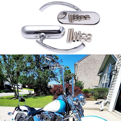 铬合金摩托车迷你椭圆形镜子适用于Harley Dyna Softail Sportster Touring — 第 1/4 张图片