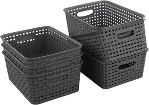 Plastic Storage Basket, 10.03" x 7.59" x 4.09", Pack of 6, Gray - Picture 1 of 6