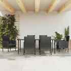 7 Piece Garden Dining Set Black Poly Rattan And Steel F9h1