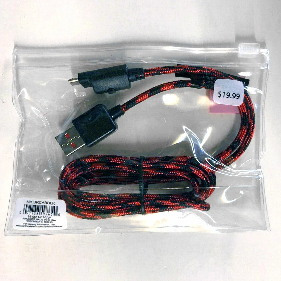 OEM Verizon Fast Charge Braided micro-USB Data Cable w/LED for Samsung LG Note - Image 1 of 4