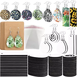 800 Pcs Sublimation Earring Blanks Bulk with Hooks Jump Rings Ear Plugs Cards - Picture 1 of 1