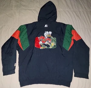 VTG HURRICANES STARTER FULL ZIP PUFFER HOOD JACKET XL 90s FOOTBALL SEBASTIAN - Picture 1 of 7