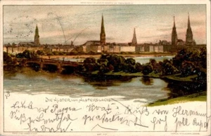 LITHO GRUSS AUS HAMBURG VON DER SEITE GESEHEN COL. 1902 - Bild 1 von 2
