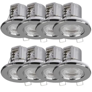 8X 5W Feuerfest LED Dimmbar Einbauleuchte Spot Leuchte IP65 Chrom Warmweiß 3000k - Bild 1 von 12
