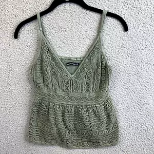 Ambercrombie & Fitch Damen Trägertop Spitze Schößchen olivgrün Gr. S verstellbarer Träger - Bild 1 von 7