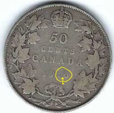 CANADA ~ 1910/1900 RARE SILVER 50 CENTS ~ EDWARD VII ~ EDWARDIAN LEAVES - Image 1 of 3
