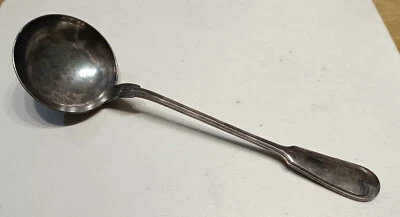 grande LOUCHE ancienne à Potage argent ERCUIS  , L 34 cm - Photo 1/4