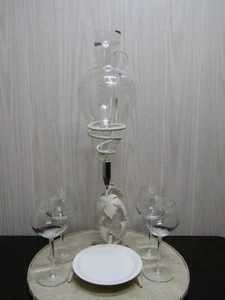 Vintage Austrian Crystal Glass Chilled Wine Decanter With Iron Stand Set  - Picture 1 of 12