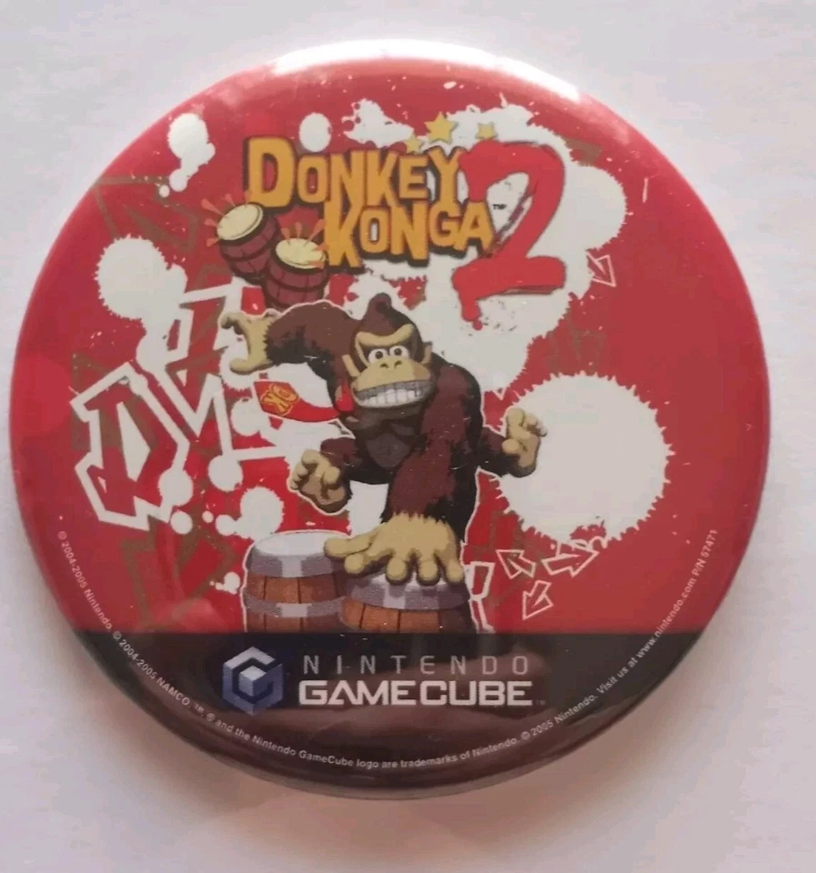 Nintendo Gamecube 2005 Donkey Konga 2 Vntg Promo Pin Button Promotional Pinback - Image 1 of 1