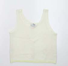 Pacific Womens White Acrylic Basic Tank Size M Scoop Neck
