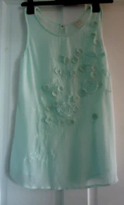 Monsoon Sleeveless Peppermint Green Lined Top Size 8 Lined Floral Embelishment - Picture 1 of 8