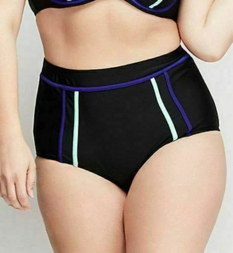 Traje de baño LANE BRYANT negro talla grande 26 control de barriga cintura media parte inferior nuevo sin etiquetas Foto 1 de 1