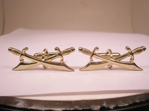 Crossed Swords Vintage LARGE Cuff Links blade weapons scimitar saracen arabian - Picture 1 of 7