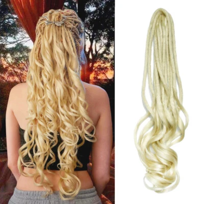 SHINON 24" Loose Curly Double Ended Dreadlocks French Curl Locs Crochet Braid DE Dreads
