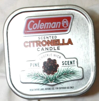 Coleman Pine Scented Citronella Candle with Wooden Crackle Wick - 6 Oz Tin - Image 1 of 3