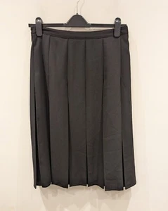 EWM Pure Classics Ladies Black Pleated Panel Midi Skirt Size 14 Side Zip Button - Picture 1 of 8