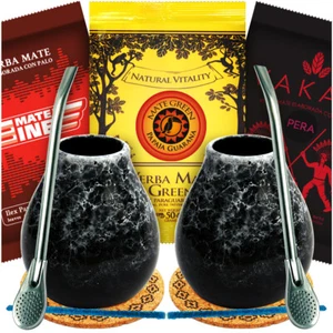 Yerba Mate Tee Set 3x50g ● Mate Tee Keramik becher 350ml ● Stahl bombilla 19cm - Bild 1 von 9