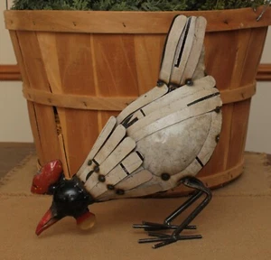New Repurposed Metal Pecking Chicken / Hen Figurine - Country Farmhouse 11.5"H - Picture 1 of 4