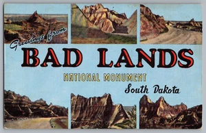 Postcard Greetings From Bad Lands National Monument, South Dakota, Large Letter - Picture 1 of 2