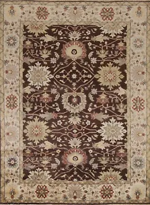 DARK BROWN Floral Oushak Oriental Area Rug Hand-knotted Dining Room Carpet 8x10 - Picture 1 of 12