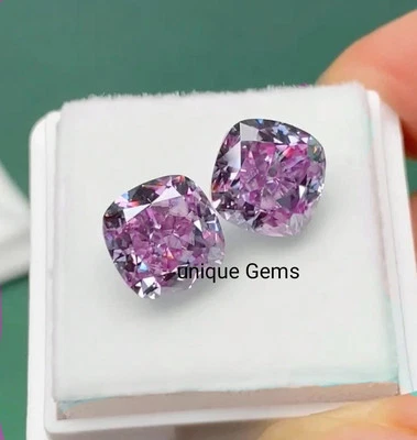 A+ 2Ct Fancy Purple Color Diamond 6x6m Cushion cut loose Grade VVS1 Gemstone2Pcs - Image 1 of 4