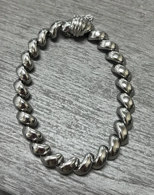 Pulseira Milor Itália San Marco folheada a platina prata esterlina 925 ímã 8” 27G - Imagem 1 de 4