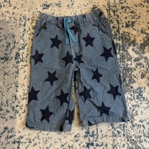 Mini Boden Boys Long Shorts Bermuda Stars Denim Blue Striped Star 11Y Cotton - Picture 1 of 7