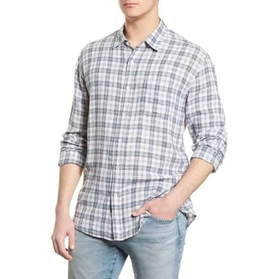 RAILS Connor Plaid Linen Blend Button-up Shirt In Stone Pink White Medium - Image 1 of 4