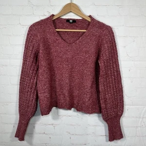 Frye Balloon Sleeve Sweater Womens Size XS Wool Blend V-Neck Marled Red - Picture 1 of 12