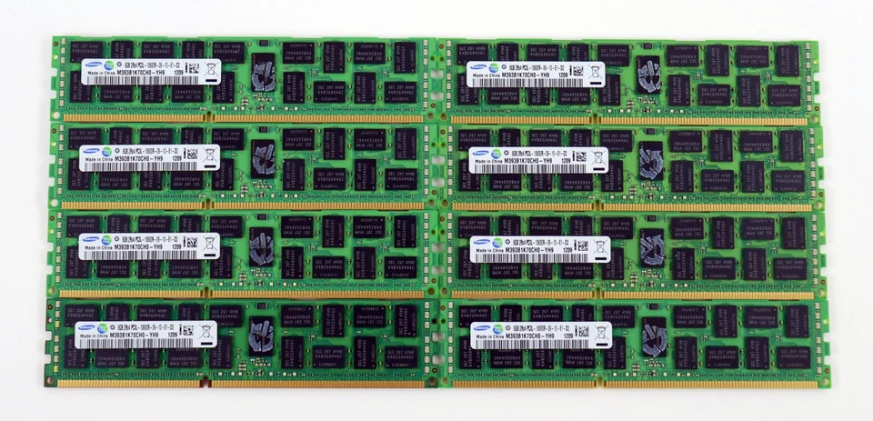 Samsung 64GB 8x8GB PC3L-10600R 1333MHz DDR3 ECC M393B1K70CH0-YH9 Server Memory - Image 1 of 3