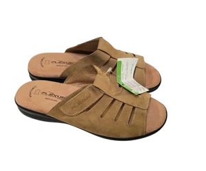 Flexus Vamp Slide Sandals- Beige Nubuck Size EUR 41 US 9.5-10 M NWB - Picture 1 of 5